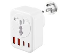 Carehabi Adaptateur de Voyage USA Fiche US avec 2 USB C + 2 USB-A, Prise Universelle Connecteur Fiche de Voyage Raccord Secteur pour Amérique, Canada, Thaïlande, Mexique
