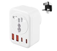 Carehabi Adaptateur Prise Anglaise avec 2 USB C + 2 USB-A | Adaptateur Type g Prise Universelle Connecteur Embout de Voyage Raccord Secteur pour Angleterre, Irlande, Écosse