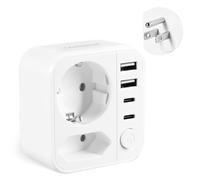 Carehabi Adaptateur Prise USA, Adaptateur France vers USA avec 2 USB-A et 2 USB-C, Adaptateur Prise Americaine, Adaptateur Voyage pour USA Canada Américaine Mexique Thailande, Adaptateur Type B