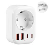 Carehabi Adaptateur Prise USA, Adaptateur France vers USA avec 2 USB-A et 2 USB-C, Adaptateur Prise Americaine, Adaptateur Voyage pour USA Canada Américaine Mexique Thailande, Adaptateur Type B