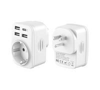 Carehabi Adaptateur Prise USA, Adaptateur France vers USA avec 3 USB-A et 1 USB-C, Adaptateur Prise Americaine, Adaptateur Voyage pour USA Canada Américaine Mexique Thailande, Adaptateur Type B