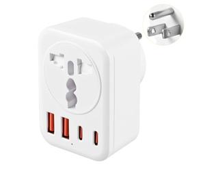 Carehabi Adaptateur Prise USA avec 2 USB C + 2 USB-A | Adaptateur USA Prise Universelle Connecteur Fiche de Voyage Raccord Secteur pour Amérique, Canada, Thaïlande, Mexique