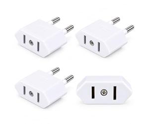 CAREHABI Adaptateur Prise USA/CA/CN vers France 4 | Ultra-Plat 2 Broches pour FR/DE/ES. Pour Téléphone/PC (Max 750W). NON Convertisseur de Tension, Blanc