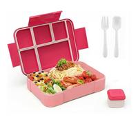 Carehabi Bento Lunch Box 6 Compartiments avec Couverts & Pot à Sauce, Boîte à Lunch Hermétique Sans BPA, Boite Repas Micro-ondable, Meal Prep Containers Snack Box pour Travail, Pique-Nique, Voyage