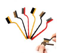 Carehabi Brosses Métalliques en Laiton 6 Pièces Petite Brosse Métallique a Main avec Poignée Ergonomique Incurvée Douce pour Enlever la Rouille, Peinture et Saleté