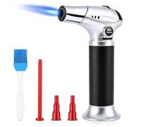 Carehabi Chalumeau de Cuisine avec Jauge de Carburant Briquet Chalumeau Rechargeable peut atteindre 1 300 °C pour Crème Brûlée, Barbecue et Bricolage (Sans Gaz)