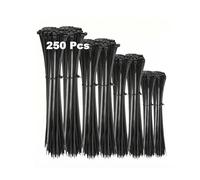 Carehabi Collier de Serrage Serre Cable 250 Pièces(4 Tailles 100/150/200/300 mm), Dents à Triple Verrouillage, pour Gestion des Câbles Maison et Jardin, Nylon 66 Anti-UV, Noir