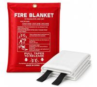 Carehabi Couverture Anti-Feu 1mx1m, Couverture Ignifuge Fibre de Verre Reutilisable, Protection Incendie pour Cuisine Friture Barbecue Camping Urgence