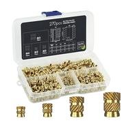 Carehabi Inserts filetés M2 + M3 + M4 + M5 Boîte d'assortiment - 70 + 100 + 50 + 50 douilles filetées en laiton - Pour fondre un manchon fileté dans des pièces d'impression 3D en plastique