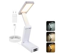Carehabi Lampe de Bureau LED Pliable 3600 mAh Lampe de Table Rechargeable Sans Fil avec Contrôle Tactile Dimmable 3 Modes de Couleurs, Minuteur de 45 Minutes pour Lecture, Étude et Travail