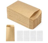Carehabi - Lot de 100 petits sachets plats marron - Mini sacs en papier kraft pour cadeaux d'invités, bijoux, bonbons, cartes de Noël, pièces de monnaie (9 x 13 cm)