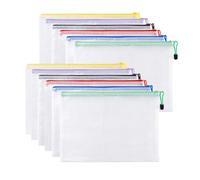 Carehabi Lot de 12 porte-documents A4 avec fermeture éclair - Étanche - En maille - Plastique - Pour documents, cosmétiques, accessoires de voyage