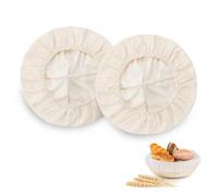 Carehabi Lot de 2 toiles de banneton rondes de 23 cm, en coton, respirantes pour la pâte à pain, couverture pour panier à pain - Beige