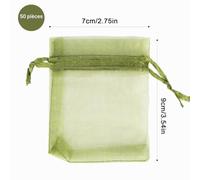 Carehabi Lot de 50 sacs cadeaux de Noël en organza - Sacs cadeaux en organza - Sacs à bijoux - Sacs de lavande - Pour faveur de mariage - 7 x 9 cm - Vert