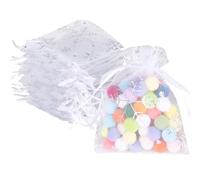 Carehabi Pochon Organza Cadeau Noël Lot de 100 sachets en organza Blanc 10 x 15 cm pochette cadeau en organza, pochette à bijoux, sachets de mariage, sachets de lavande, faveur de mariage