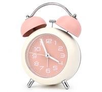 Carehabi Réveil de Chevet Analogique Silencieux avec Veilleuse, Rose | Double cloche avec sonnerie, pour chambre et table de nuit, réveil matin
