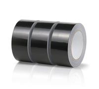 Carehabi Ruban adhésif toilé noir, 3 rouleaux de 50 mm x 20 m | Déchirable à la main, support en tissu et polyéthylène pour réparer, fixer et renforcer à la maison ou en atelier.