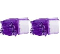 Carehabi - Sachets en organza, sachets en organza, pochette à bijoux, sacs de mariage, sacs de lavande (7 x 9 cm, violet) (Lot de 2)