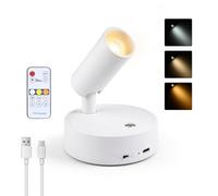Carehabi Spot LED Sans Fil sur Batterie Mural Intérieur - Applique Murale Rechargeable 3000mAh avec Télécommande & Aimant - Projecteur Dimmable pour Éclairage de Tableaux, Plantes & Art (Lot de 1)