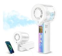 Carehabi Ventilateur Portable Brumisateur, Mini Ventilateur Main 16000 RPM avec 100 Vitesses, Écran LED, 3000mAh Batterie, Ventilateur de Poche Pliable 115° pour Voyage, Maquillage, Bureau (blanc)