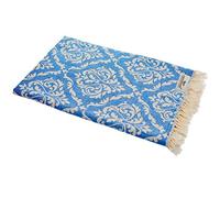 Carenesse Serviette de hammam Baroque 90 x 175 cm Bleu I Tissu élégante 100% Coton au Tissage de Haute qualité I Serviette Turque/Fouta Douce et délicate I Serviette de Plage légère et compacte