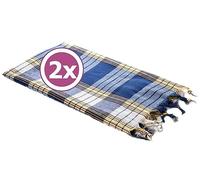 Carenesse Serviette de Hammam Classique Lot de 2 Bleu à Carreaux, 80 x 170 cm, 100% Coton, léger, Peu encombrant, pestemal, Sauna, Serviette de Bain, Serviette de Plage, Serviette de Sport, fouta