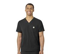 Carhartt Blouse médicale à col en V pour Homme Coupe Moderne 5 Poches Chemise de Brosse, Noir, Taille