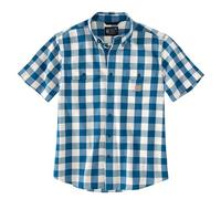 Carhartt Chemise à Carreaux à Manches Courtes et Coupe Ample pour Homme 106140, Lagon Profond, Taille S