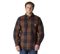 Carhartt Chemise manches longues 107013, Flanelle épaisse à carreaux, Marron/Bleu Foncé XL