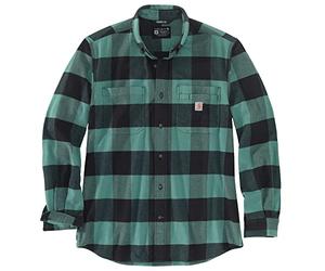 Carhartt Herren Workwear Relaxed Fit Midweight Flannel L/S Plaid Shirt,Slate Green, S