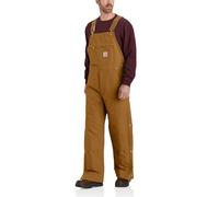 Carhartt Men's Loose Fit Firm Duck Insulated Bib Overall, Brown, Small