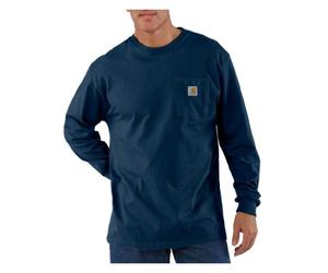 Carhartt Men's Workwear Pocket Long Sleeve T-Shirt Midweight Jersey Original Fit K126,Navy,Large