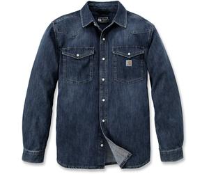 Carhartt Montana Relaxed Fit Denim Long-Sleeve Snap Front Chemise, bleu foncé, Taille L