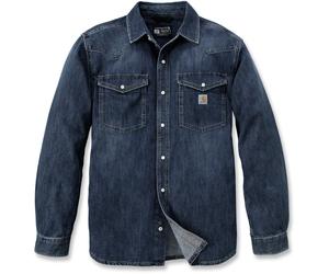 Carhartt Montana Relaxed Fit Denim Long-Sleeve Snap Front Chemise, bleu foncé, Taille M