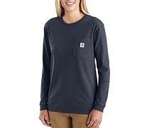 Carhartt T-shirt à manches longues avec poche pour femmes,Bleu Marine,M