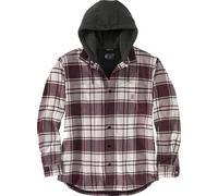 Carhartt Veste Flannel Fleece Lined Hooded Shirt Jac Malt L