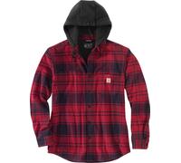 Carhartt Veste Flannel Fleece Lined Hooded Shirt Jac Oxblood S