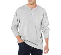 Carhartt Workwear Long Sleeve Henley Pocket T-Shirt Utilitaire de Travail, Gris chiné, Small Homme