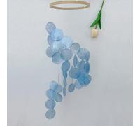 Carillon à vent attrape-rêves en coquillage 77 cm de profondeur avec mélodie à suspendre pour décoration de terrasse Multicolore Bleu/vert/blanc/cyan Bleu