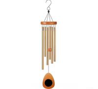 Carillon à vent conçu pour une durabilité en extérieur avec attrape-vent en forme de cœur en aluminium et six tubes accordés pour une superposition audio ambiante (goutte d'or)