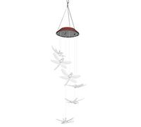Carillon à vent en forme de libellule à LED alimenté par énergie solaire, lampe de décoration d’extérieur étanche avec LED à changement de couleur, luminaire suspendu écologique (Libellule
