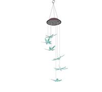 Carillon à vent en forme de libellule à LED alimenté par énergie solaire, lampe de décoration d’extérieur étanche avec LED à changement de couleur, luminaire suspendu écologique (Libellule verte)