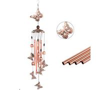 Carillon à vent en forme de papillon 4 tubes creux, 6 cloches en métal, décoration de jardin, décoration pour extérieur et intérieur, décoration pour patio, carillons à vent uniques