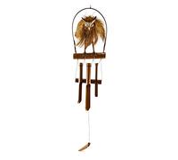 Carillon à Vent Fait Main en Bambou et Noix de Coco décor Chouette - Hibou