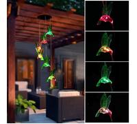 Carillon à vent Solaire Colibris LED Lumière Changeant de Couleur Lampe Solaire Oiseau-mouche pour Jardin Patio Porch Mobile