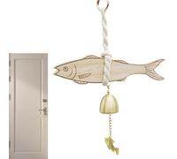 Carillon De Porte De Commerçant - Cloche Pour Porte, Cloches De Portes Suspendues En Bois Rustique Avec Motif Poisson | Alerte D'entrée Facile À Installer Pour La Décoration De Magasin, Café, Maison,