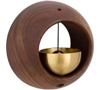Carillon de porte en bois adhérant au métal, cloche en laiton, sonnette de commerçant pour ouverture de porte, noyer massif pour entrée de maison ou de magasin, cadeau d’emménagement, brun foncé