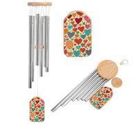 Carillon éolien coloré à motif de cœur pour l'extérieur, grand son profond, carillon éolien double face personnalisé avec 6 tubes accordés, carillon élégant pour jardin, terrasse, balcon et maison