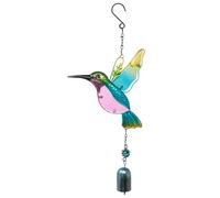 Carillon éolien coloré en forme de colibri - Décoration en métal et verre - Cloche à vent pour jardin, salon, balcon pour fête, vacances, anniversaire, gala