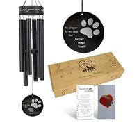 Carillon éolien commémoratif pour Animal de Compagnie, 76,2 cm, Motif Empreintes de Pattes pour Honorer et se Souvenir d'un Chien, ou Autre Animal de Compagnie, de qualité supérieure, Noir